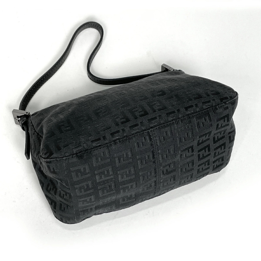 Fendi Zucchino Handbag Mamma Shoulder Bag Bucket Black Canvas